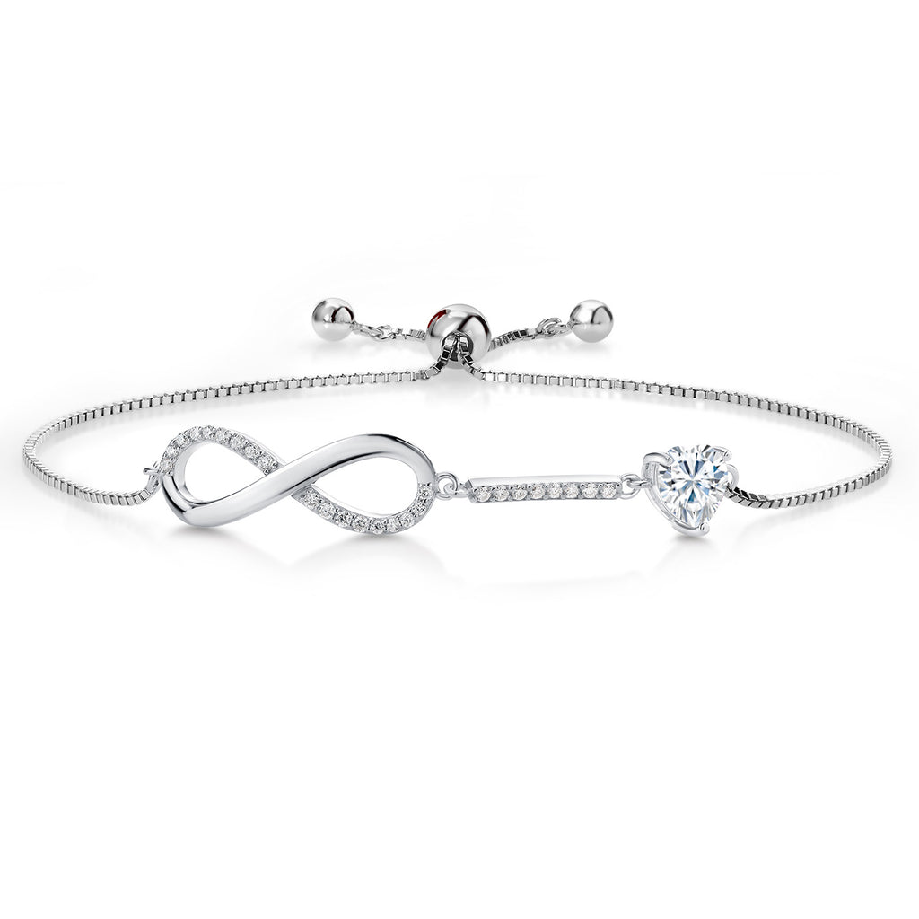 White Moissanite - April_Bracelet in 925 Sterling Silver