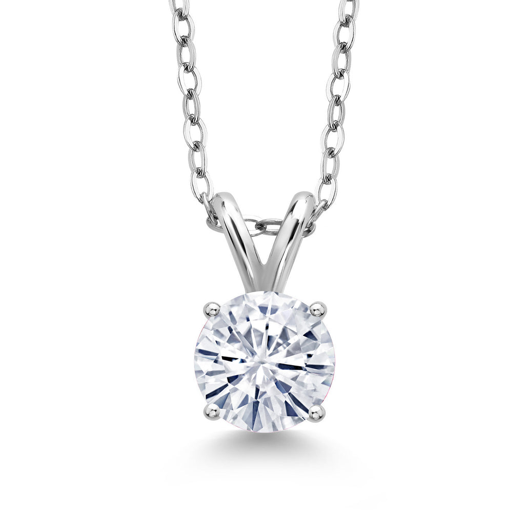 White Moissanite - April_Pendant in 925 Sterling Silver