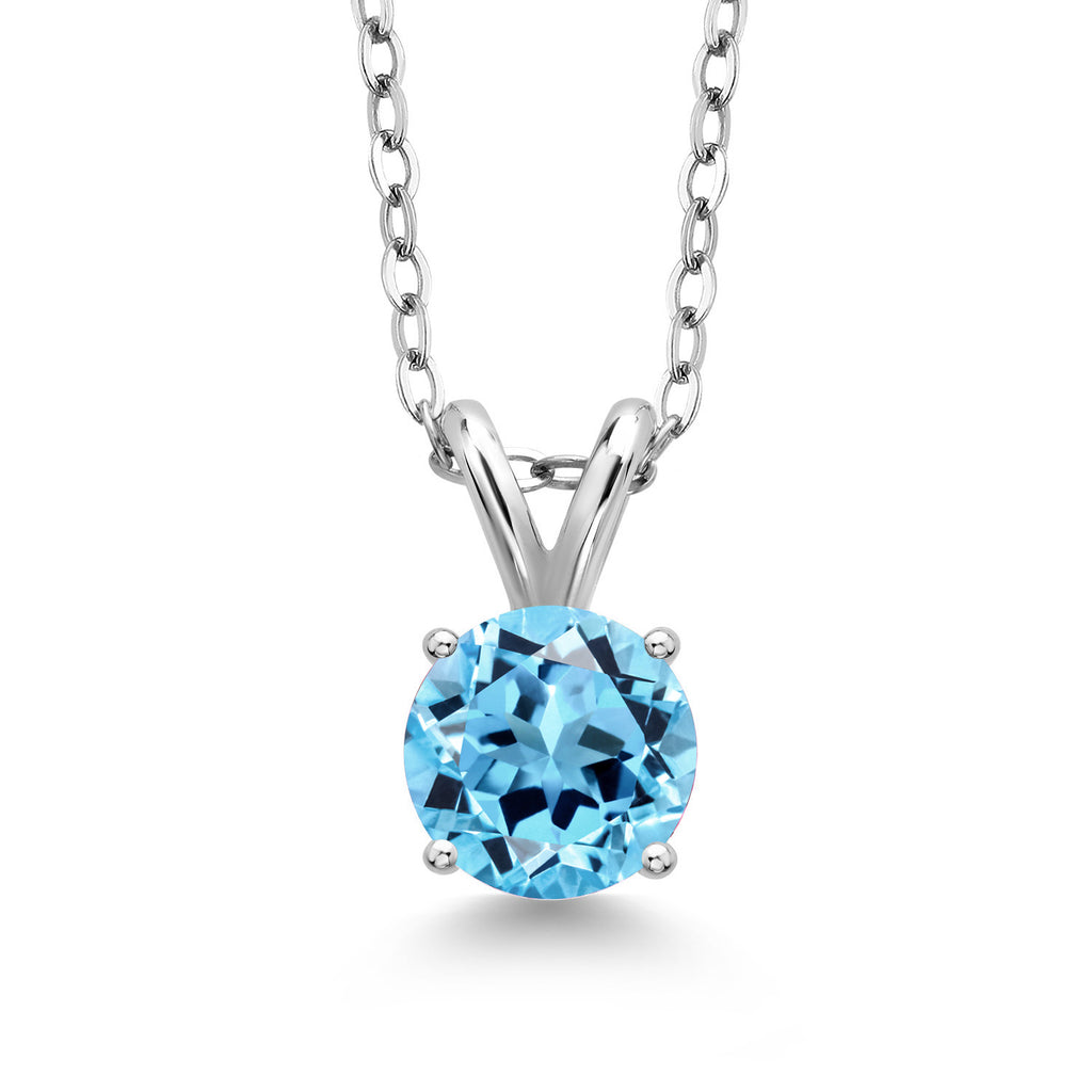 Swiss Blue Topaz - November_Pendant in 925 Sterling Silver