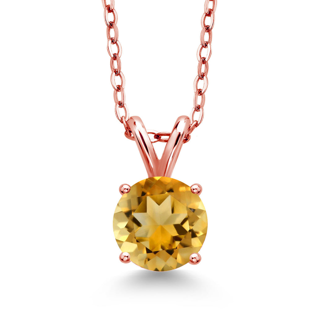 Citrine - November_Pendant in 925 Rose Gold Plated Silver