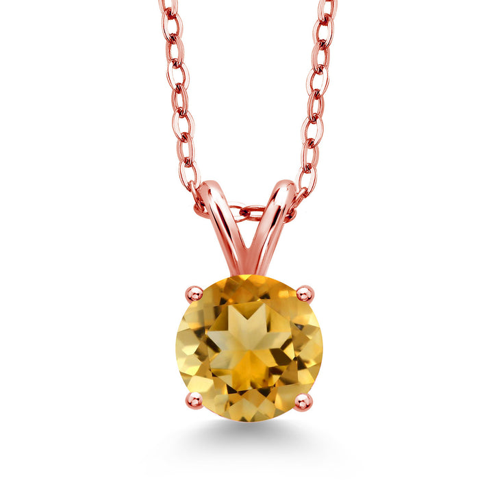 Citrine - November_Pendant in 925 Rose Gold Plated Silver