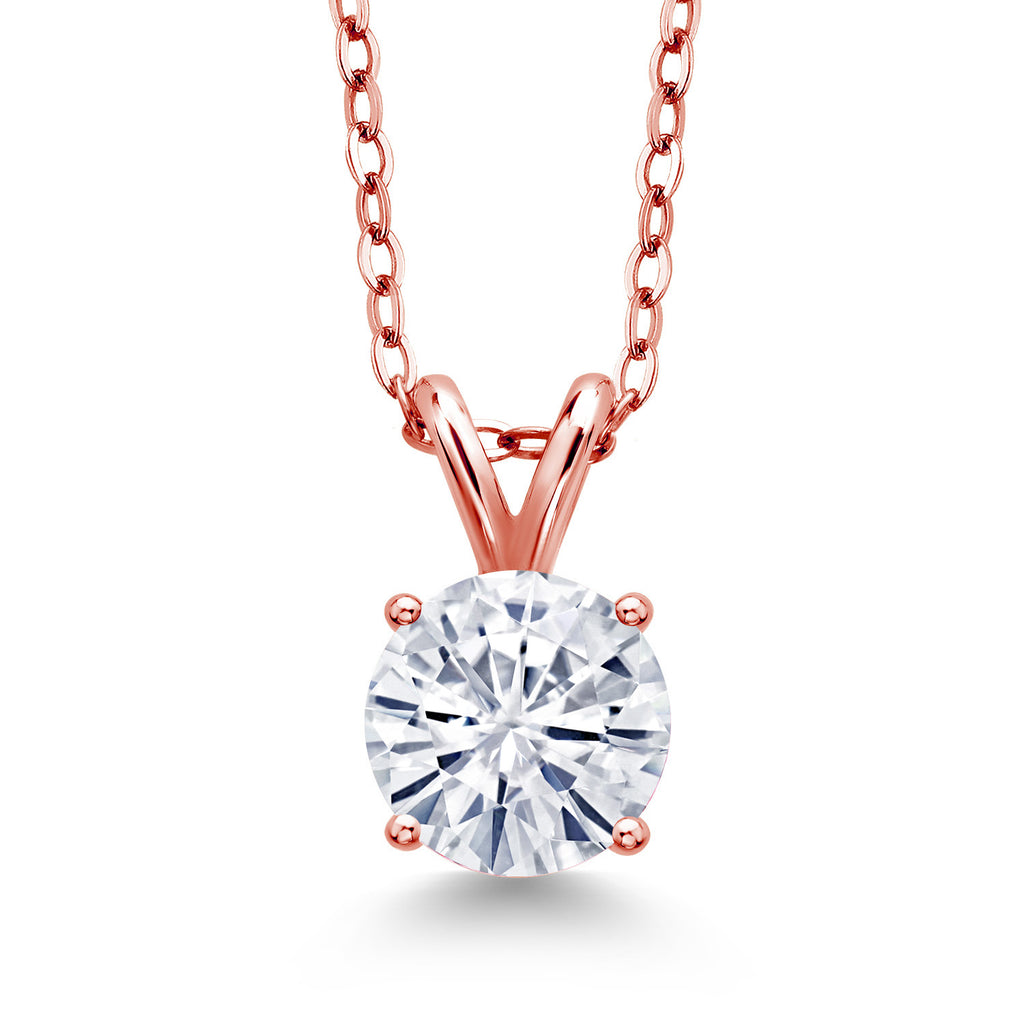 Moissanite - April_Pendant in 925 Rose Gold Plated Silver