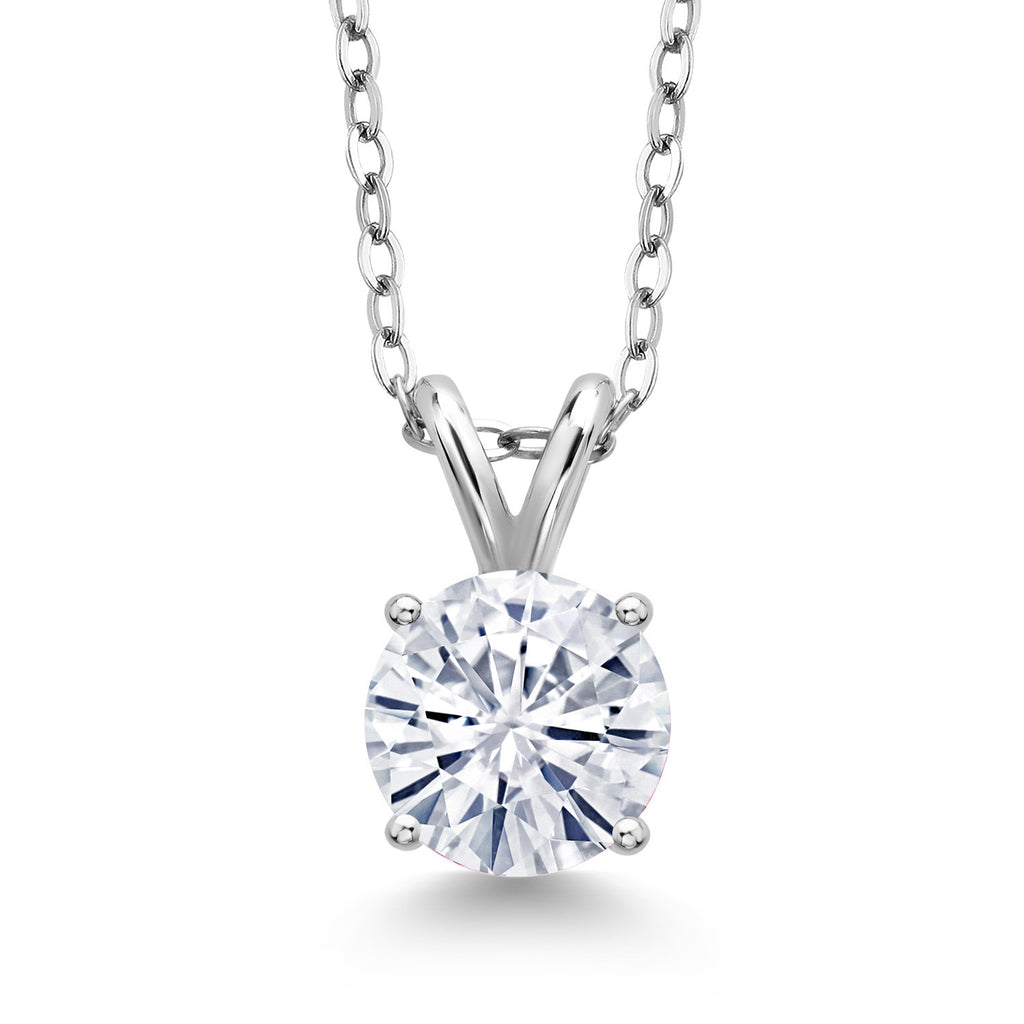 White Moissanite - April_Pendant in 925 Sterling Silver