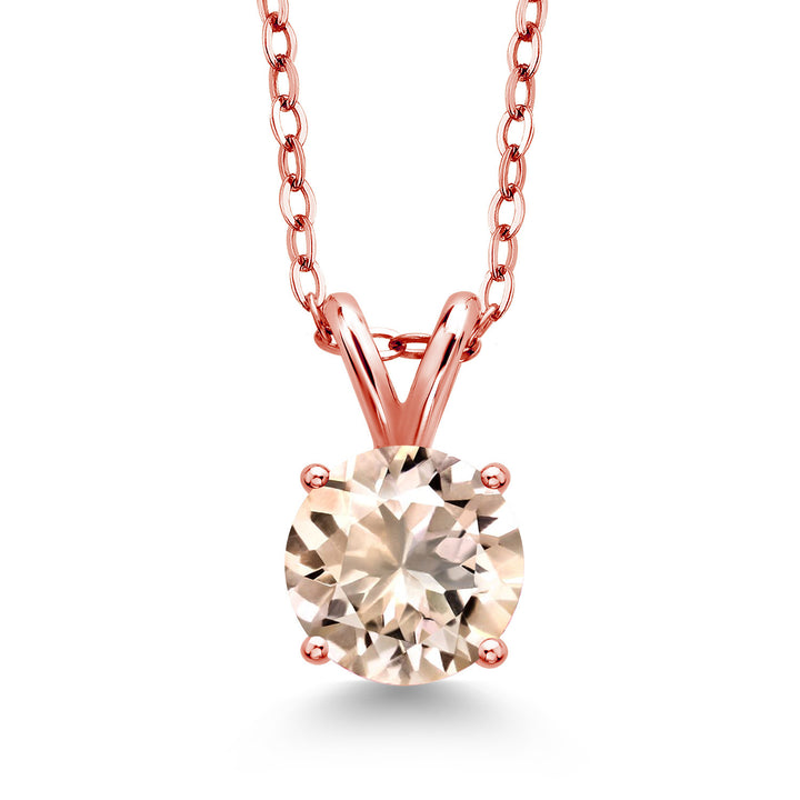 Morganite - October_Pendant in 925 Rose Gold Plated Silver