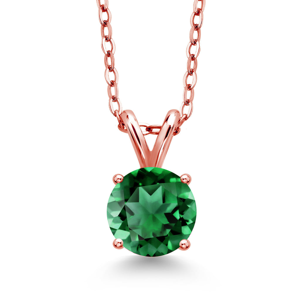 Nano Emerald - May_Pendant in 925 Rose Gold Plated Silver