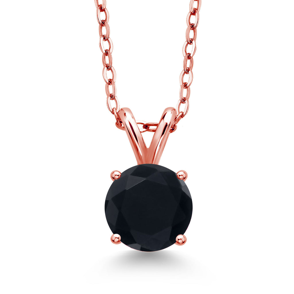 Onyx - December_Pendant in 925 Rose Gold Plated Silver