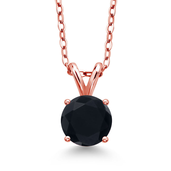 Onyx - December_Pendant in 925 Rose Gold Plated Silver