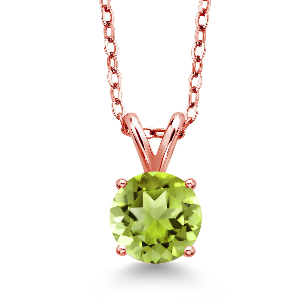 Peridot - August_Pendant in 925 Rose Gold Plated Silver