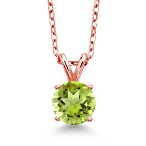 Peridot - August_Pendant in 925 Rose Gold Plated Silver