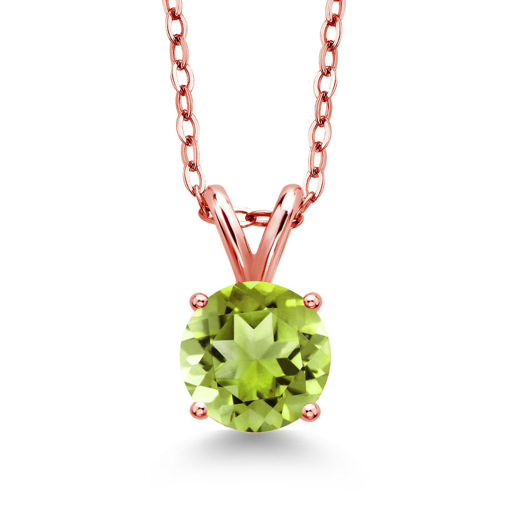 Peridot - August_Pendant in 925 Rose Gold Plated Silver
