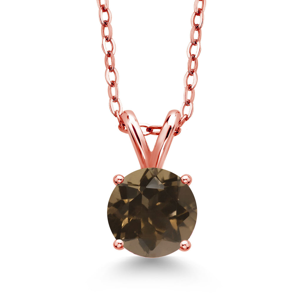 Brown Smoky Quartz_Pendant in 925 Rose Gold Plated Silver
