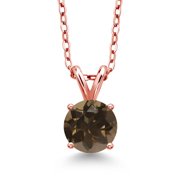 Brown Smoky Quartz_Pendant in 925 Rose Gold Plated Silver
