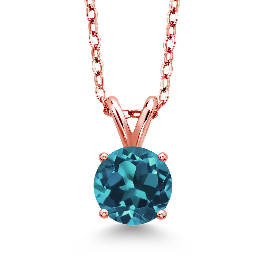 London Blue Topaz - November_Pendant in 925 Rose Gold Plated Silver