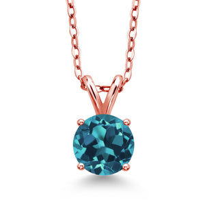 London Blue Topaz - November_Pendant in 925 Rose Gold Plated Silver
