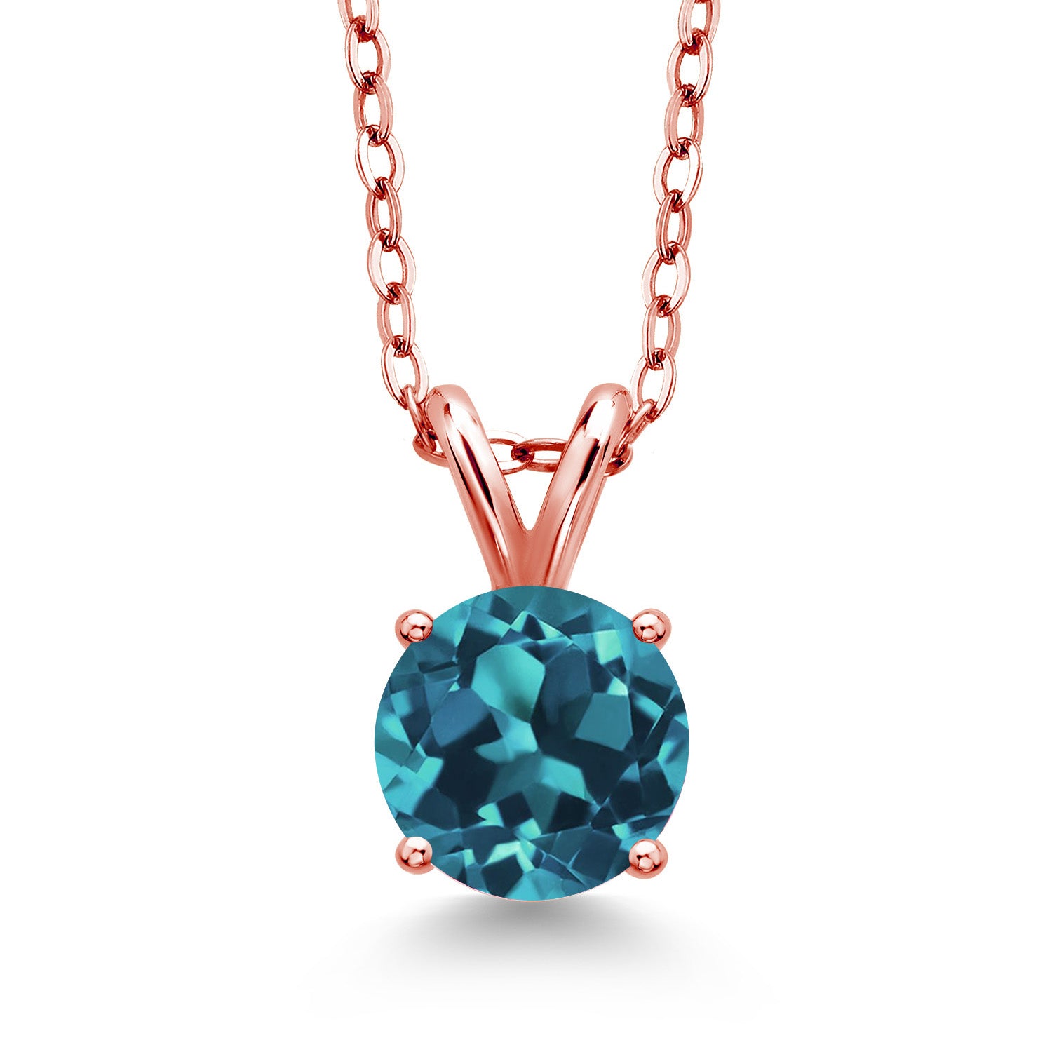 London Blue Topaz - November_Pendant in 925 Rose Gold Plated Silver