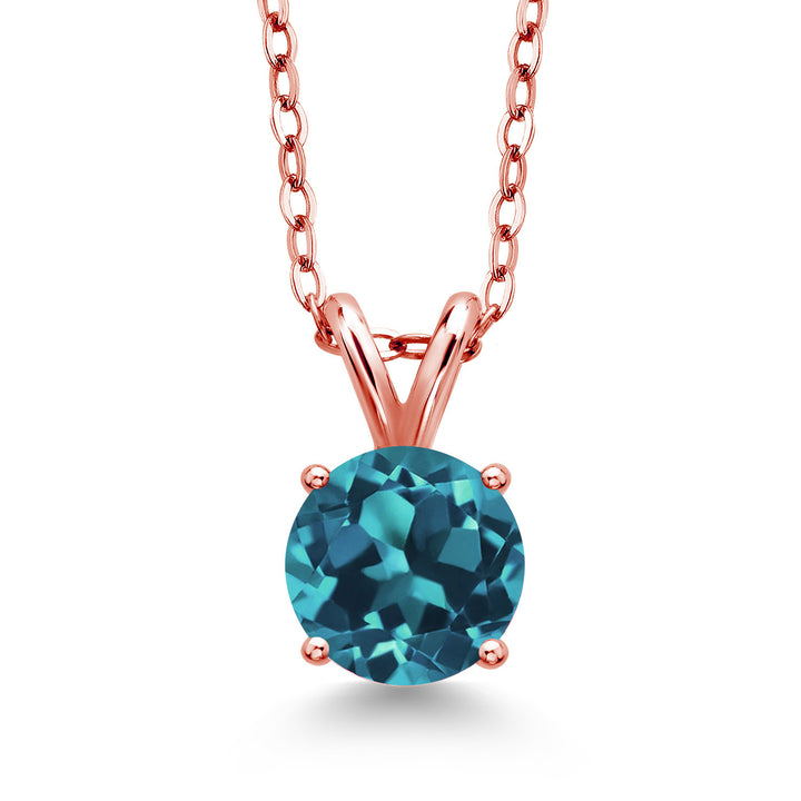 London Blue Topaz - November_Pendant in 925 Rose Gold Plated Silver