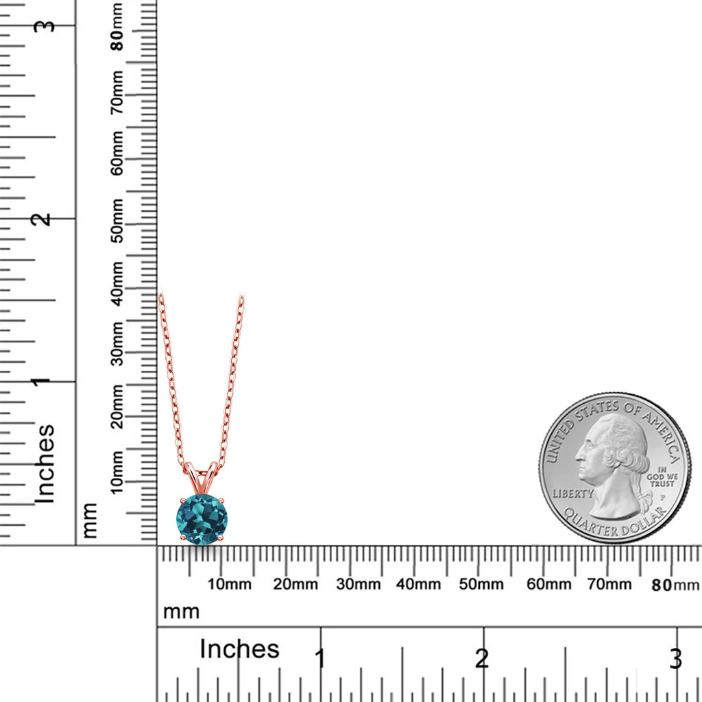 London Blue Topaz - November_Pendant in 925 Rose Gold Plated Silver