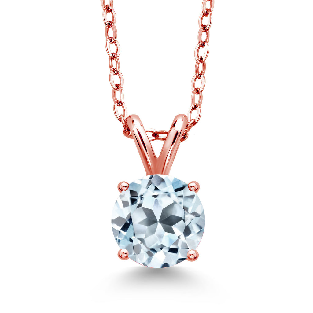 Sky Blue Topaz - November_Pendant in 925 Rose Gold Plated Silver