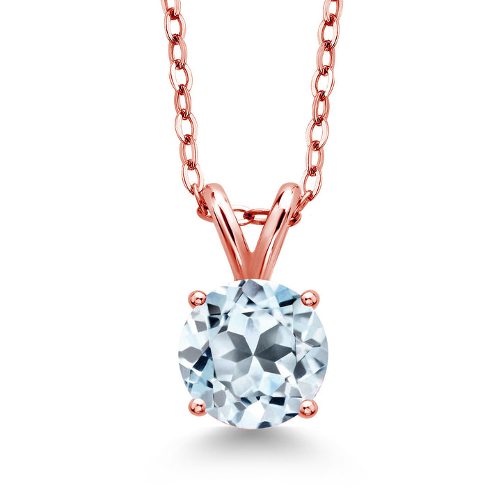 Sky Blue Topaz - November_Pendant in 925 Rose Gold Plated Silver