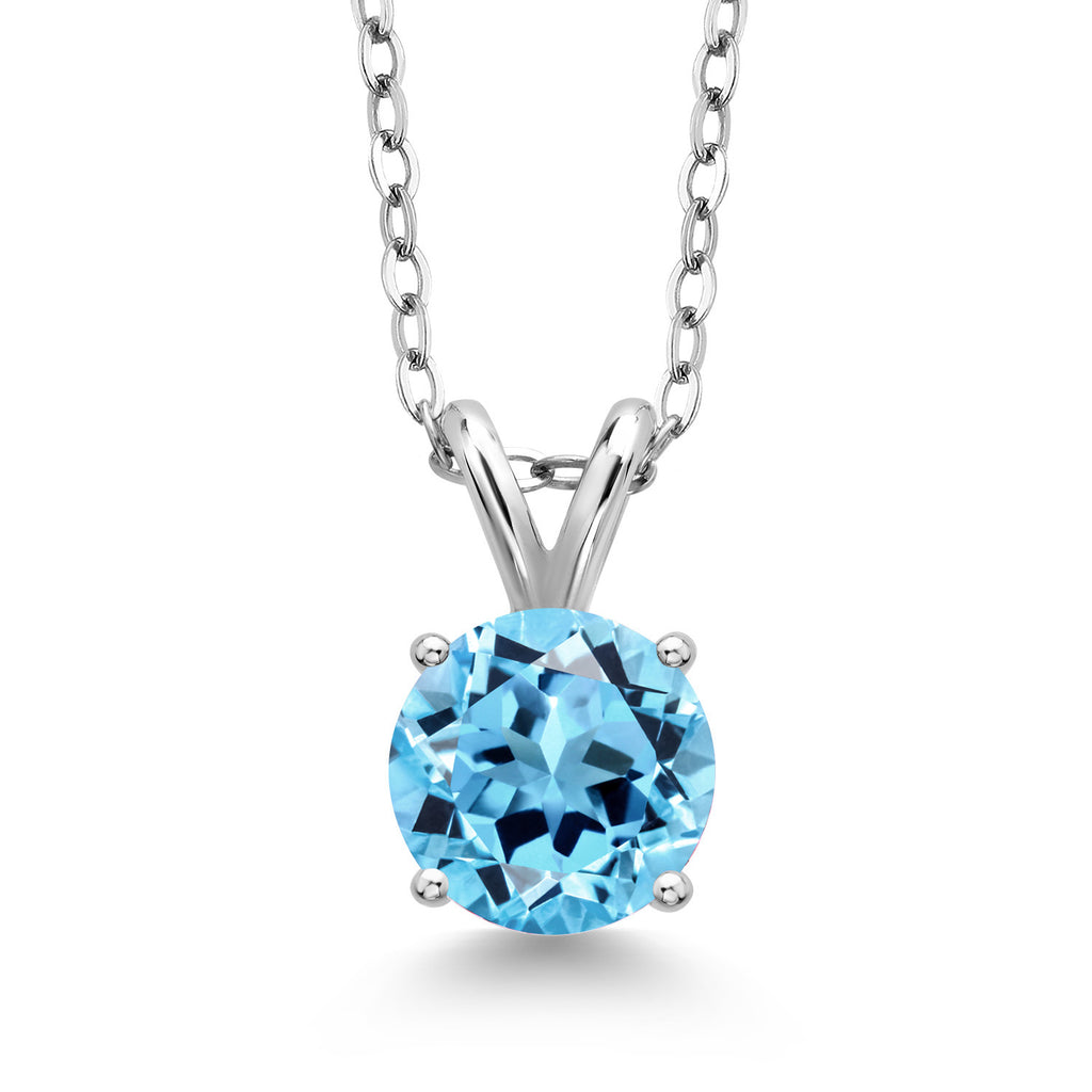 Swiss Blue Topaz - November_Pendant in 925 Sterling Silver