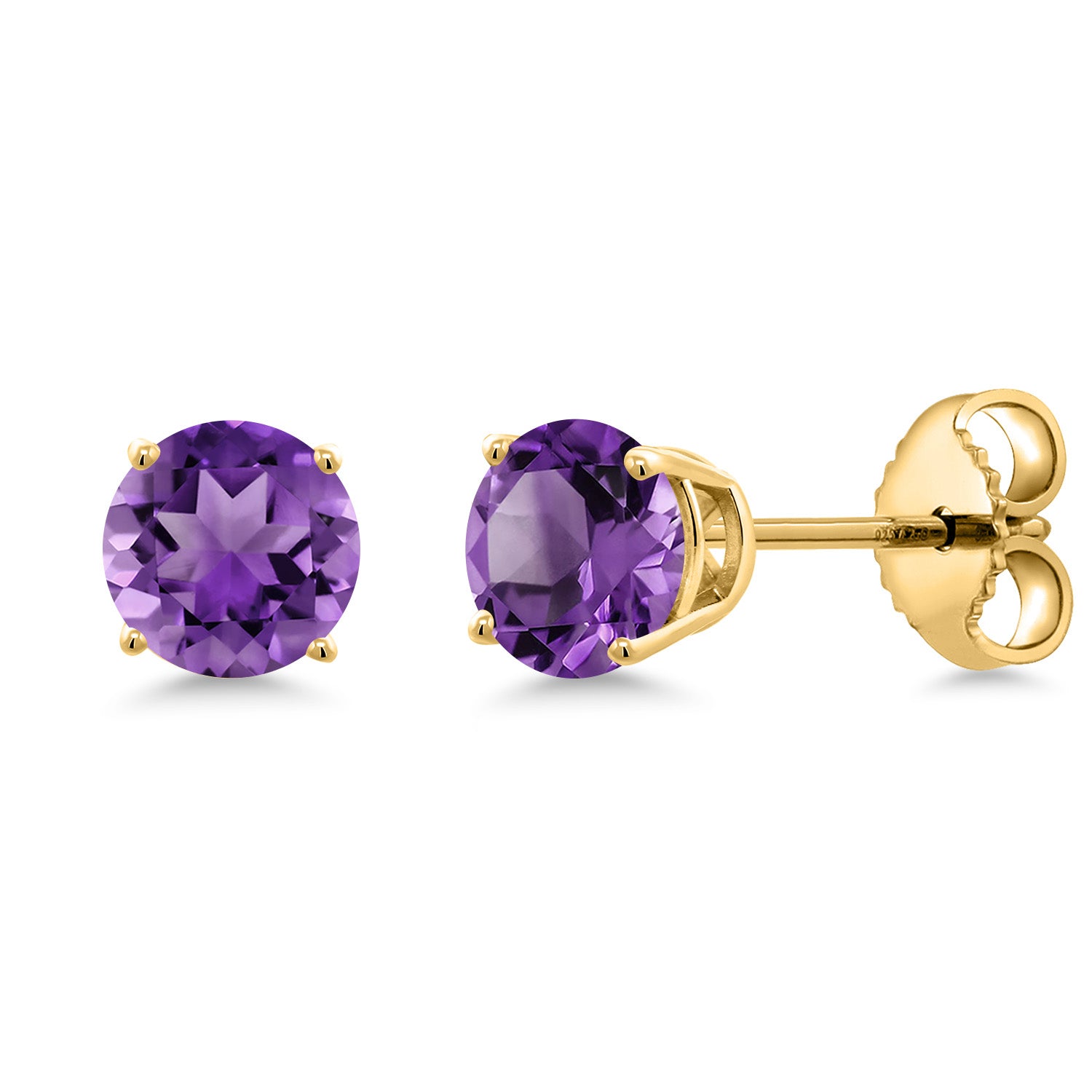 Amethyst - February_Earrings in 925 Yellow Gold Plated Silver