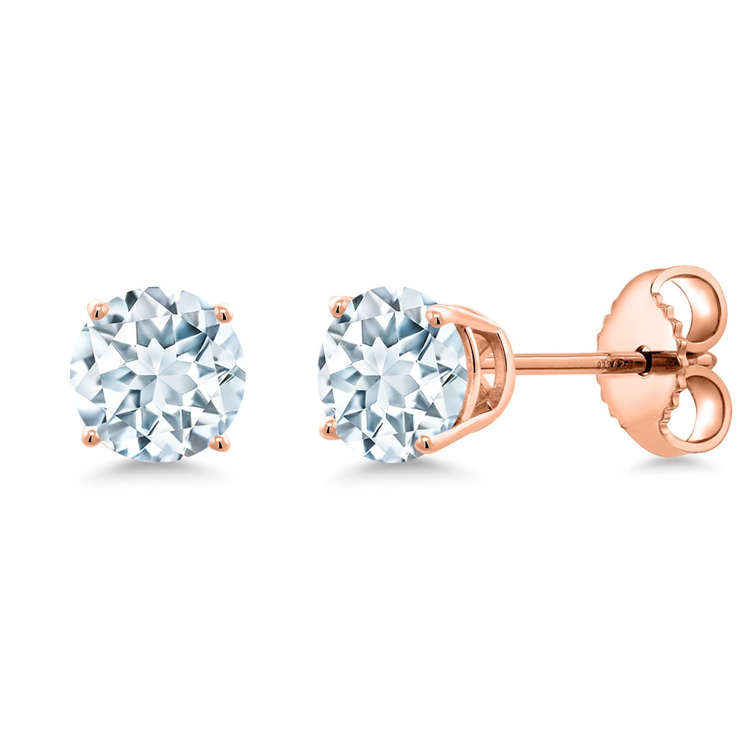 Aquamarine - March_Earrings in 925 Rose Gold Plated Silver
