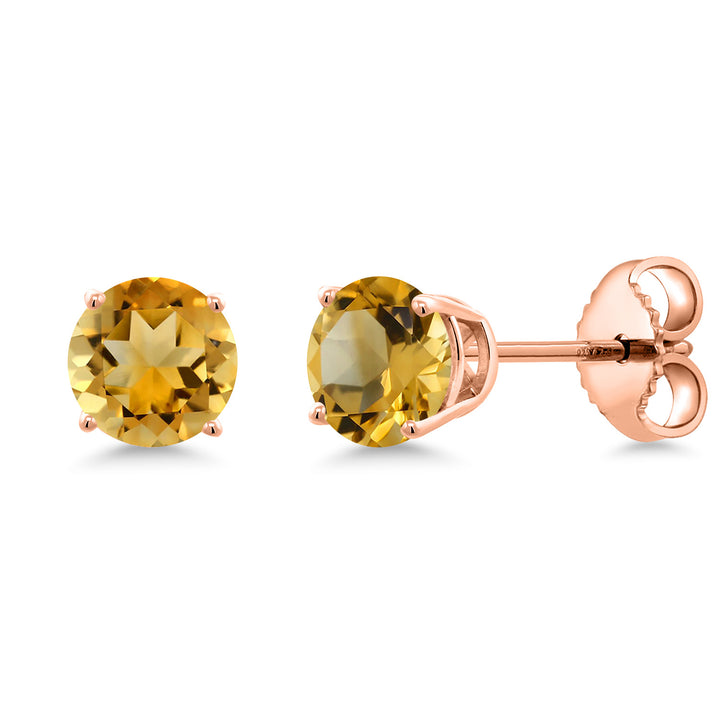Citrine - November_Earrings in 925 Rose Gold Plated Silver