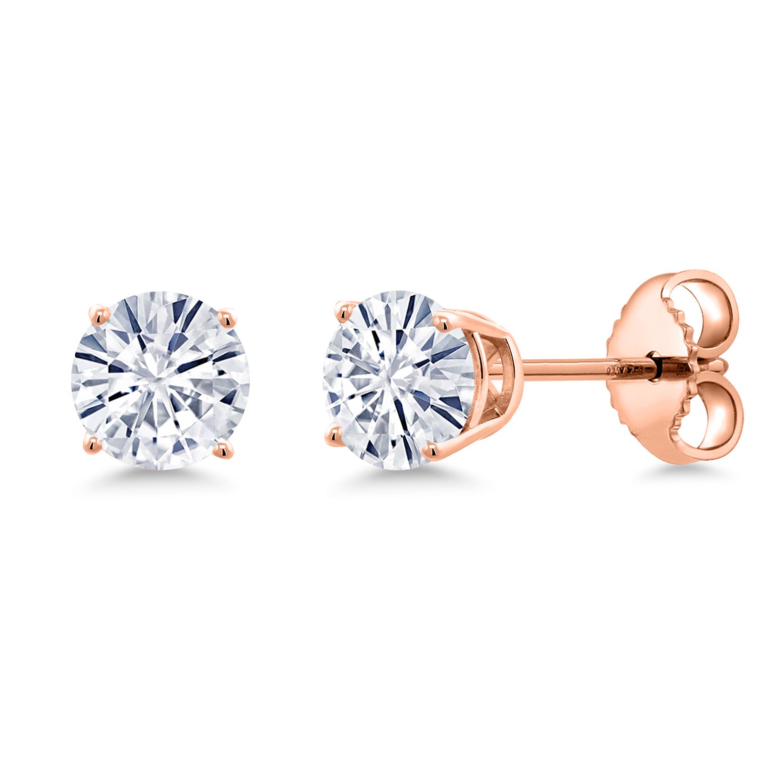 White Moissanite - April_Earrings in 925 Rose Gold Plated Silver