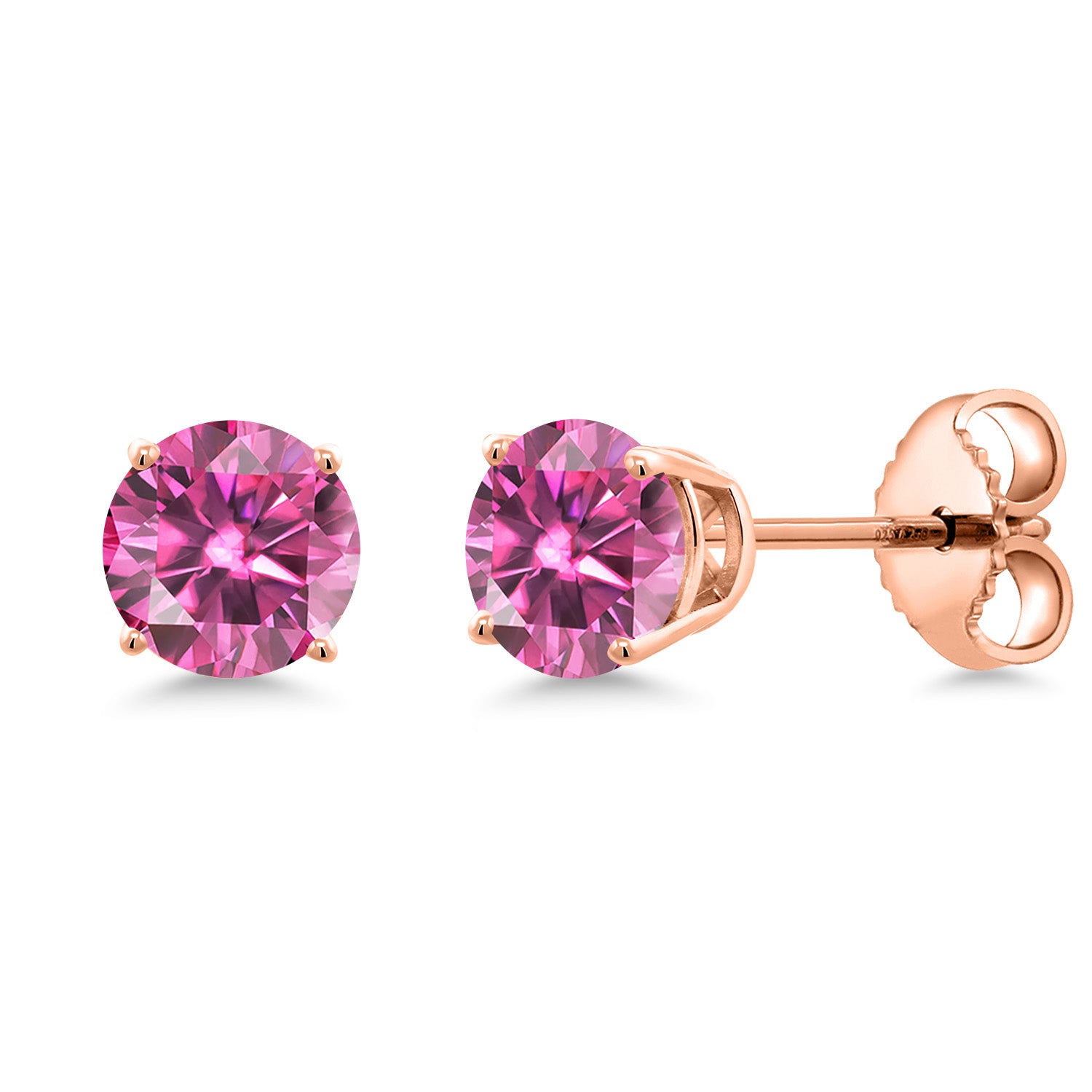 Pink Moissanite - April_Earrings in 925 Rose Gold Plated Silver