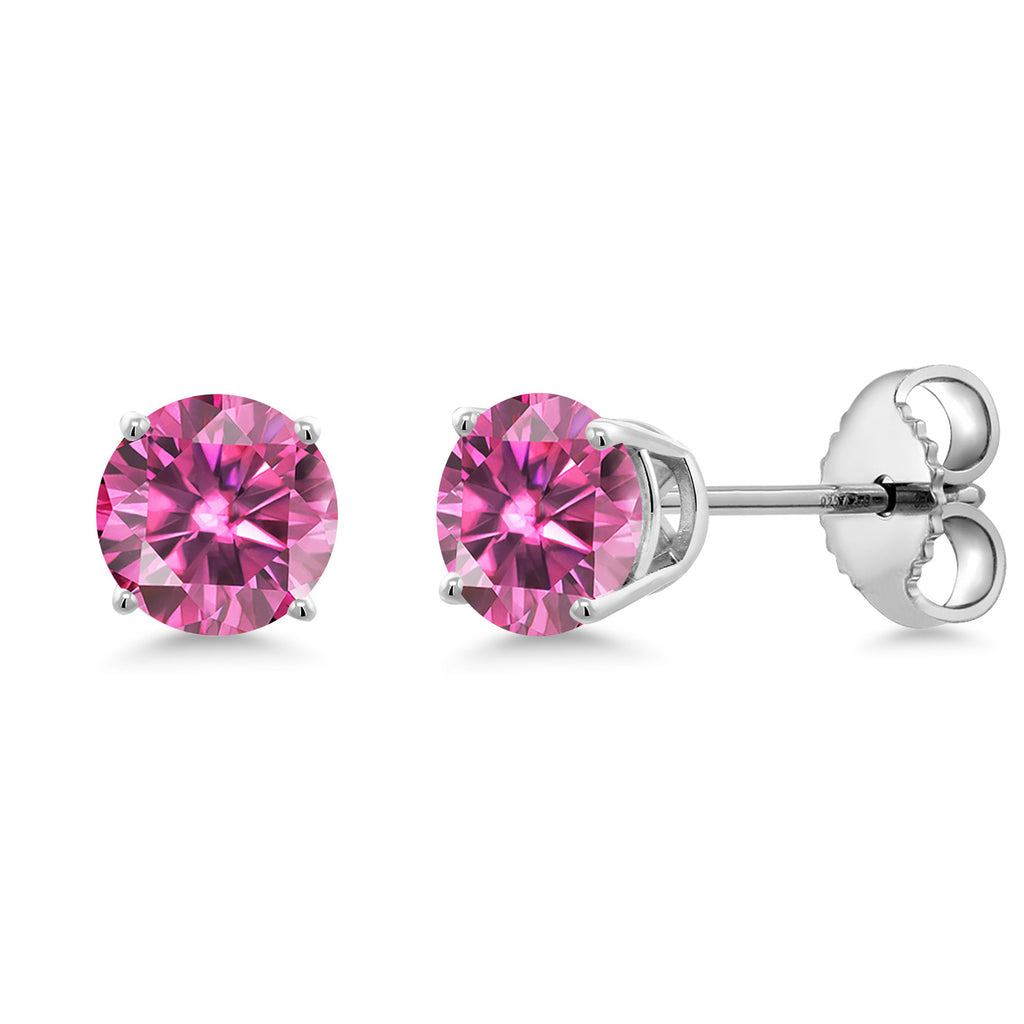 Pink Moissanite - April_Earrings in 925 Sterling Silver