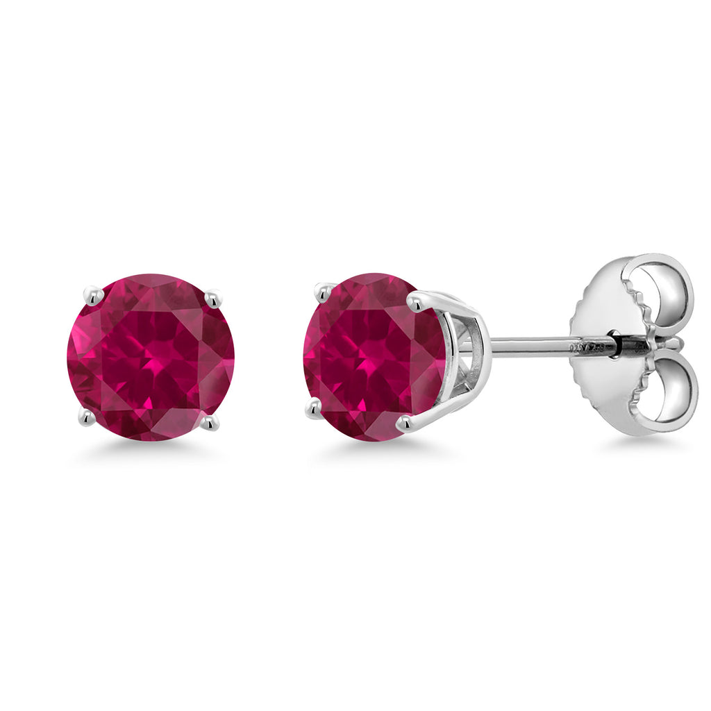 Created Ruby - July_Earrings in 925 Sterling Silver