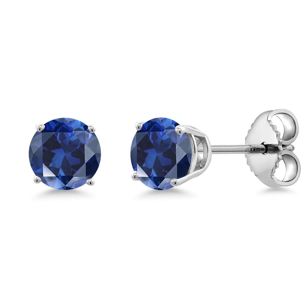 Blue Created Sapphire - September_Earrings in 925 Sterling Silver