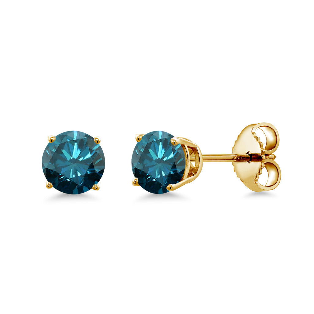 Gem Stone King 18K Yellow Gold Plated Silver 4MM Round Gemstone Birthstone Stud Earrings for Women and Men | Classic Solitaire with Secure Backs | Elegant Everyday Jewelry for Her or Him