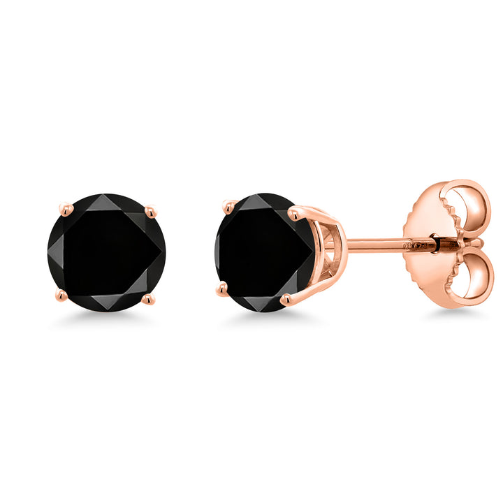 Black Diamond - April_Earrings in 925 Rose Gold Plated Silver