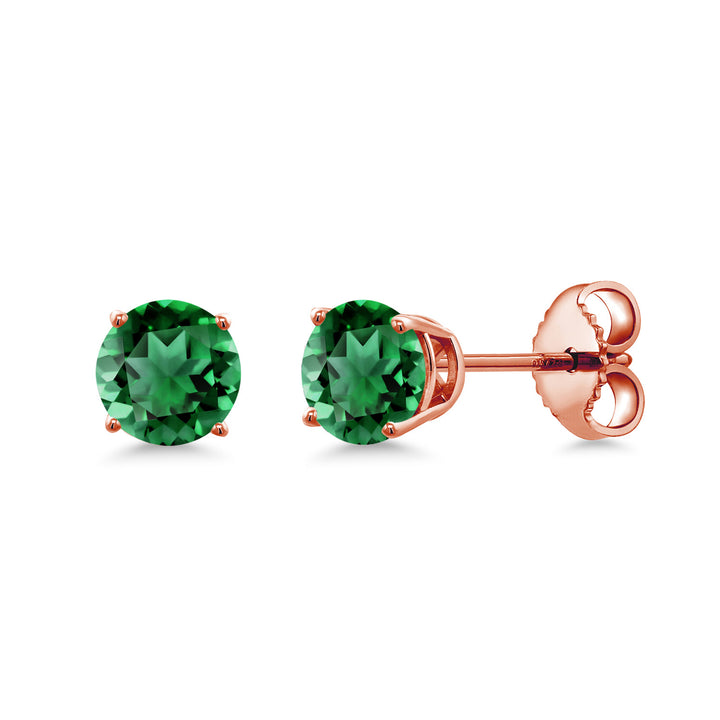 Gem Stone King 18K Rose Gold Plated Silver 4MM Round Gemstone Birthstone Stud Earrings for Women and Men | Classic Solitaire with Secure Backs | Elegant Everyday Jewelry for Her or Him
