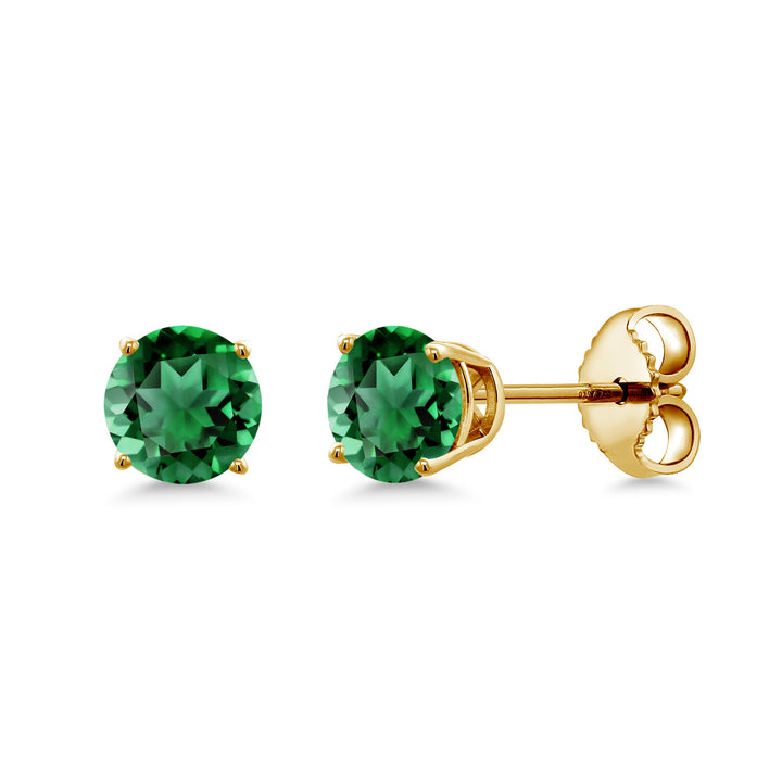 Gem Stone King 18K Yellow Gold Plated Silver 4MM Round Gemstone Birthstone Stud Earrings for Women and Men | Classic Solitaire with Secure Backs | Elegant Everyday Jewelry for Her or Him
