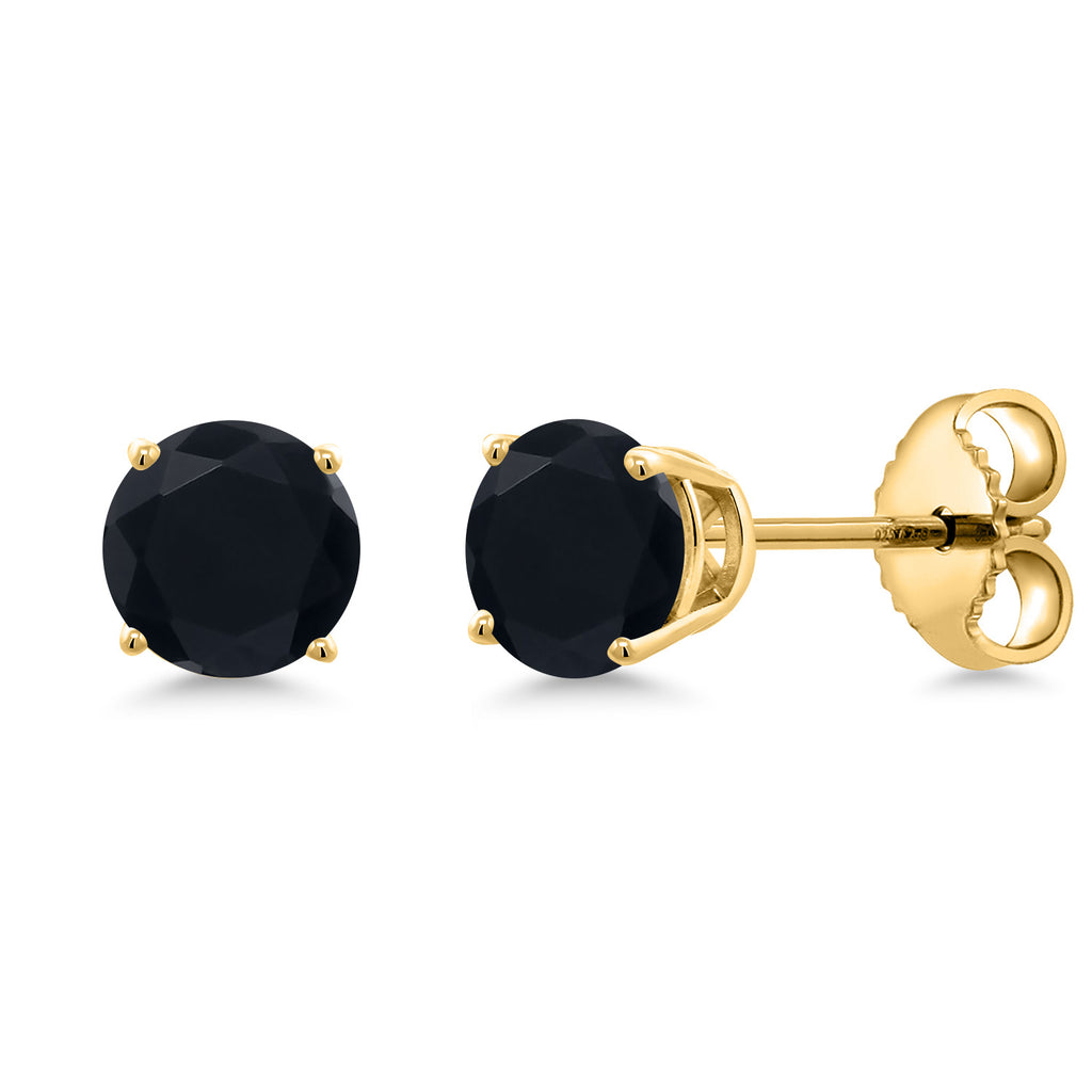 Onyx - December_Earrings in 925 Yellow Gold Plated Silver