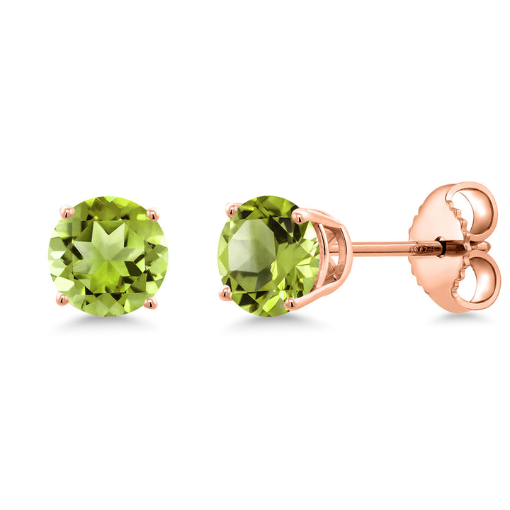 Peridot - August_Earrings in 925 Rose Gold Plated Silver