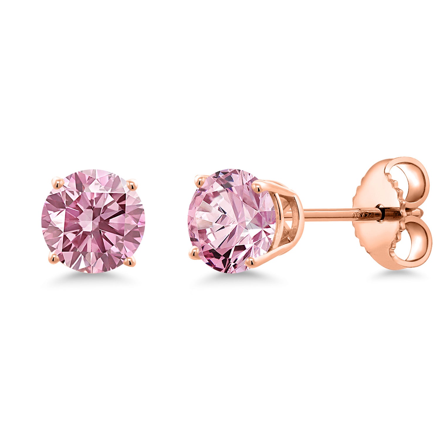 Pink Lab Grown Diamond - April_Earrings in 925 Rose Gold Plated Silver