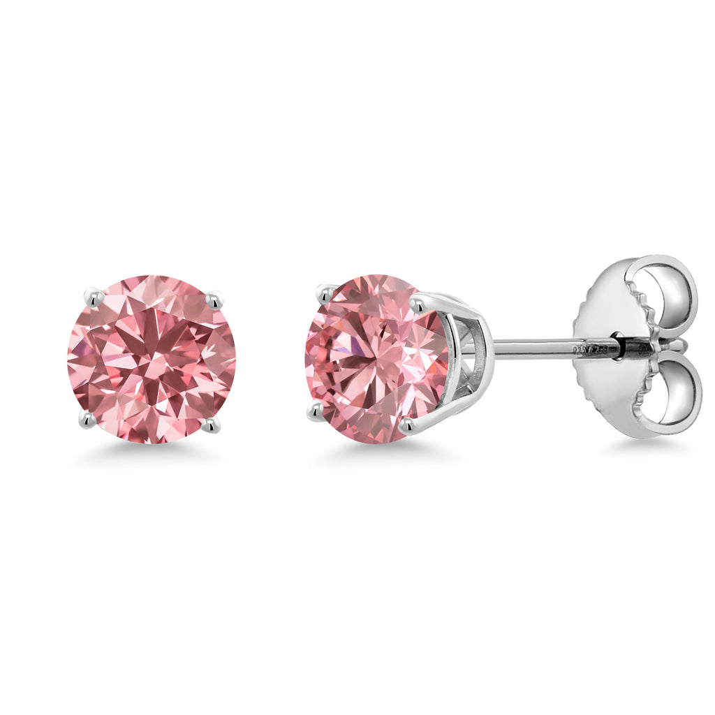 Pink Lab Grown Diamond - April_Earrings in 925 Sterling Silver