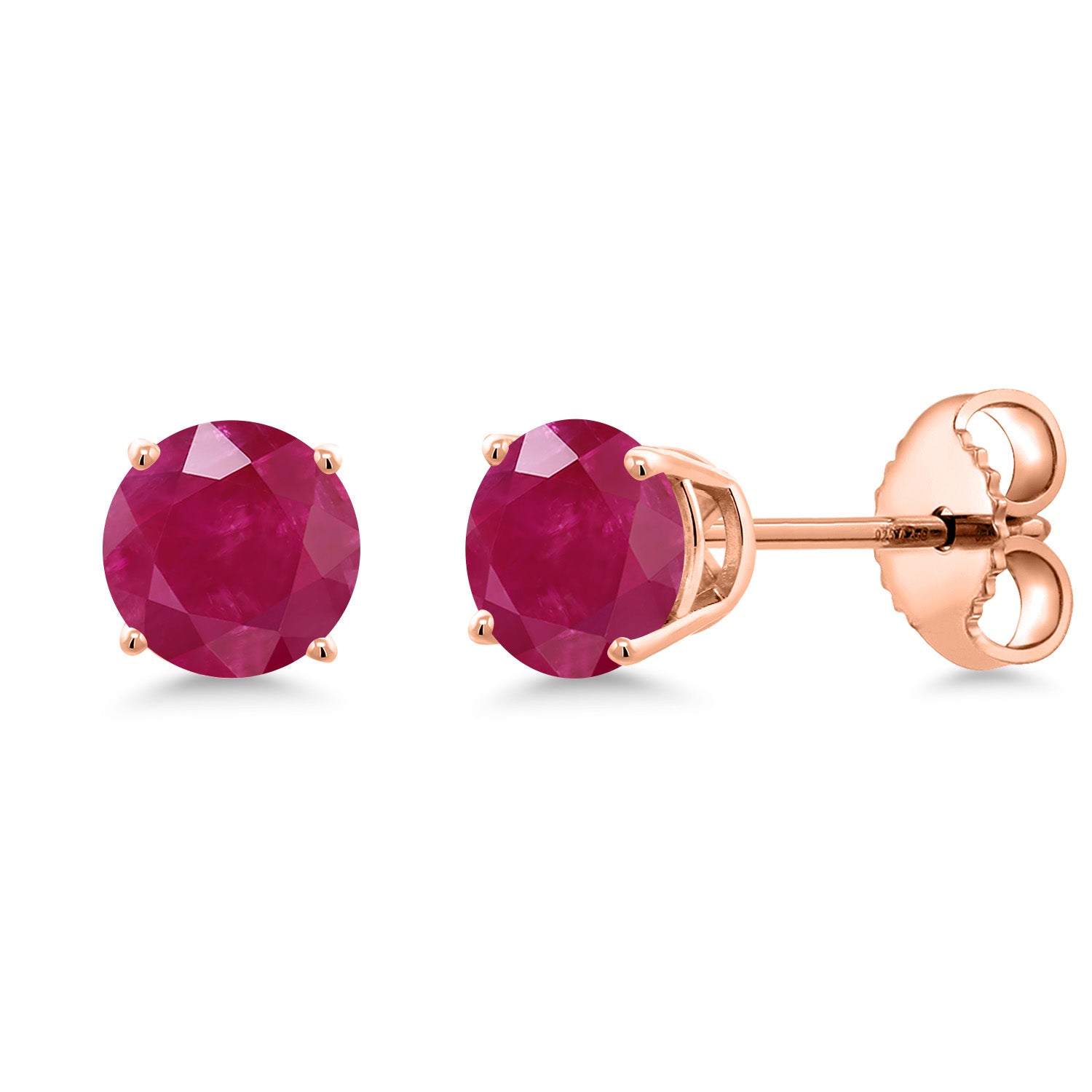 Ruby - July_Earrings in 925 Rose Gold Plated Silver