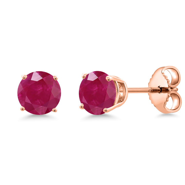 Ruby - July_Earrings in 925 Rose Gold Plated Silver
