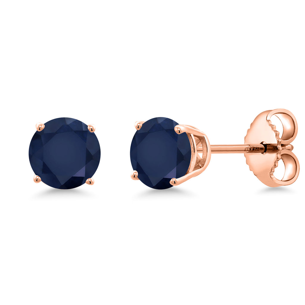 Blue Sapphire - September_Earrings in 925 Rose Gold Plated Silver
