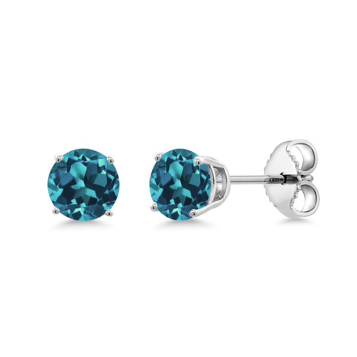 Gem Stone King 925 Sterling Silver 4MM Round Gemstone Birthstone Stud Earrings for Women and Men | Classic Solitaire with Secure Backs | Elegant Everyday Jewelry for Her or Him