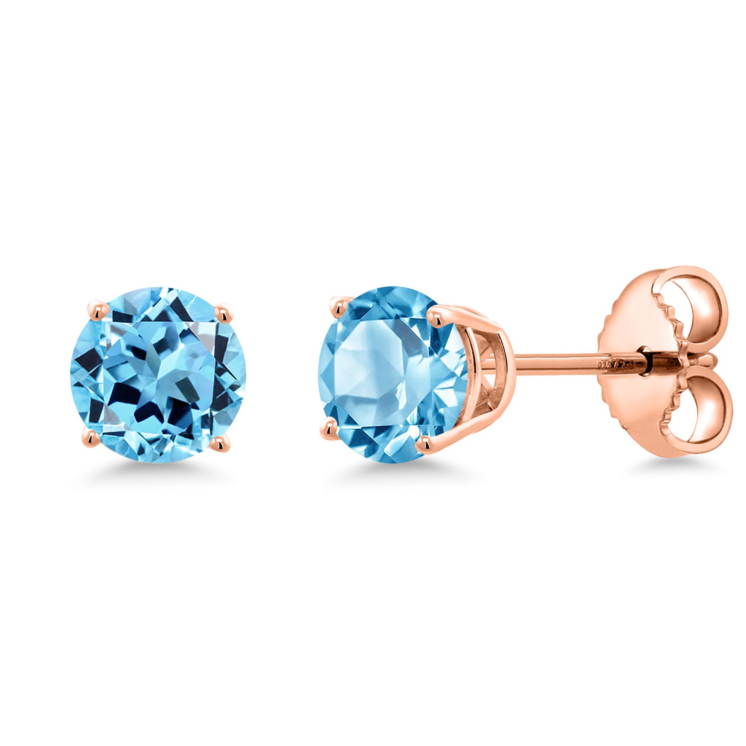 Swiss Blue Topaz - November_Earrings in 925 Rose Gold Plated Silver
