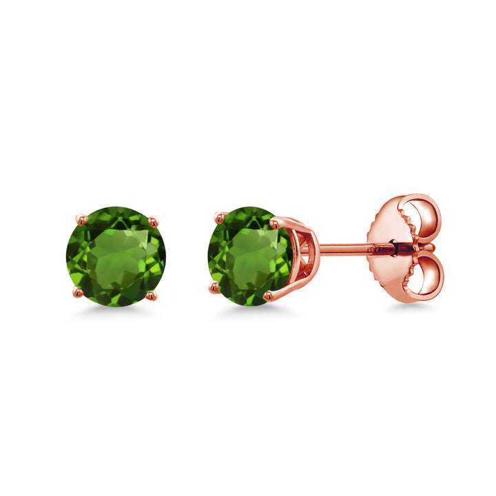 Gem Stone King 18K Rose Gold Plated Silver 4MM Round Gemstone Birthstone Stud Earrings for Women and Men | Classic Solitaire with Secure Backs | Elegant Everyday Jewelry for Her or Him