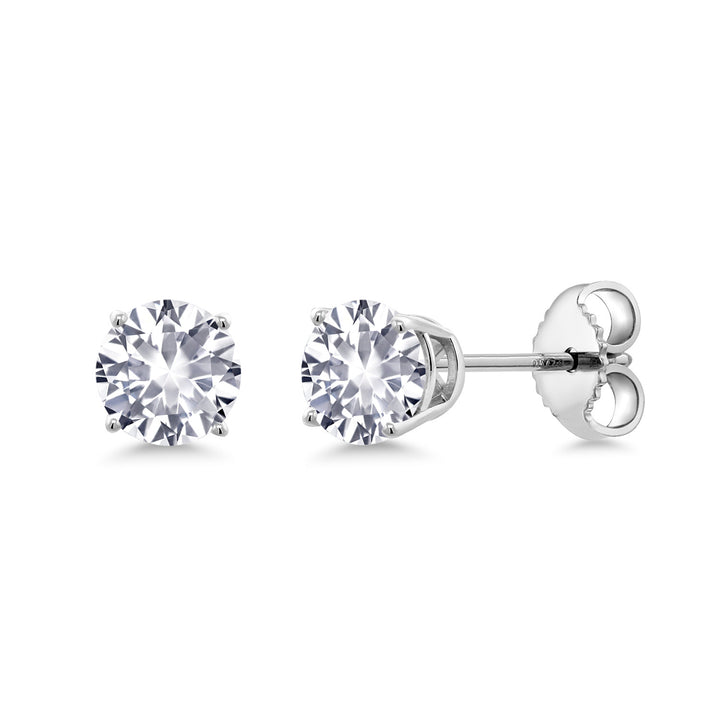 Gem Stone King 925 Sterling Silver 4MM Round Gemstone Birthstone Stud Earrings for Women and Men | Classic Solitaire with Secure Backs | Elegant Everyday Jewelry for Her or Him