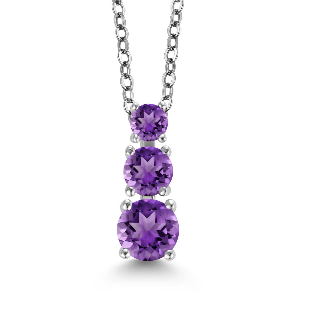 Amethyst - February_Pendant in Rhodium Plated
