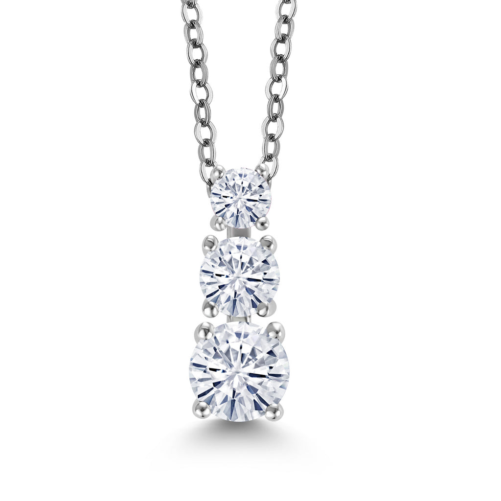 White Moissanite - April_Pendant in Rhodium Plated