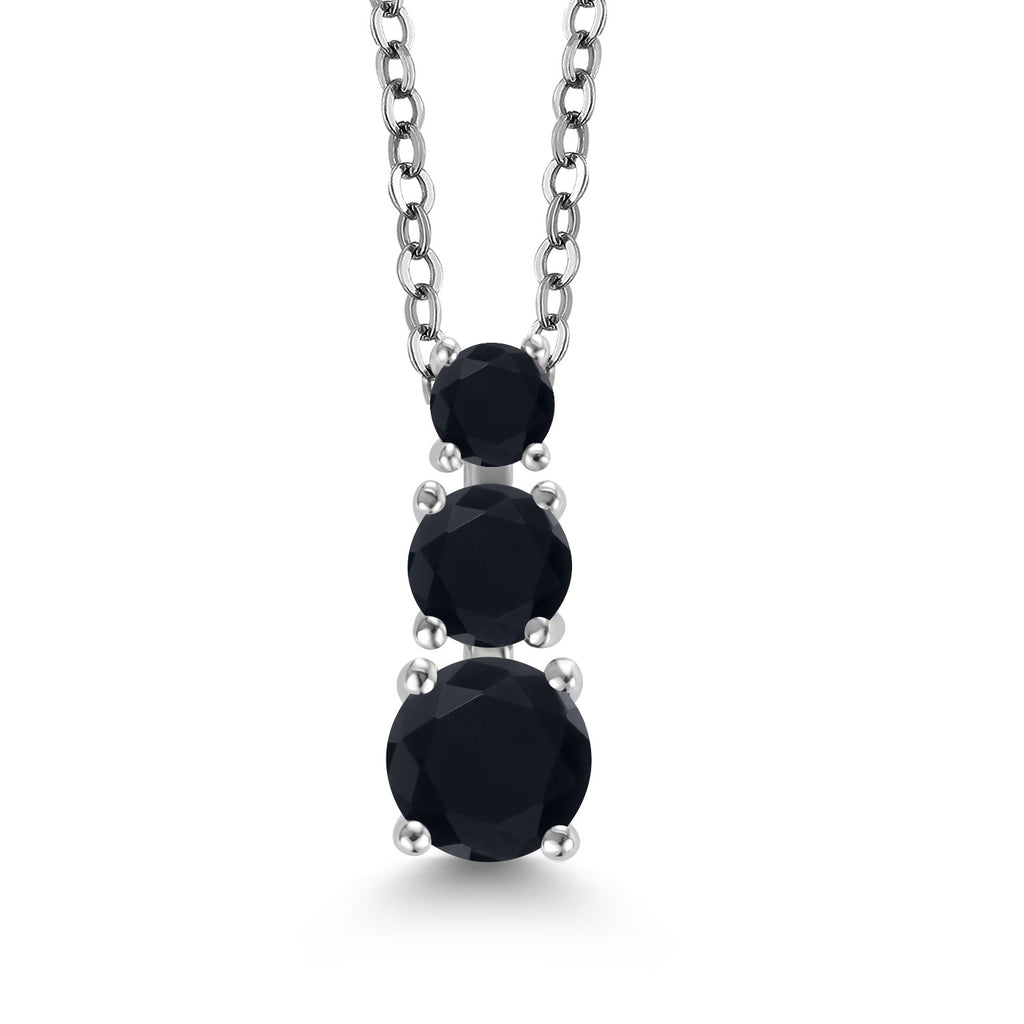 Onyx - December_Pendant in Rhodium Plated